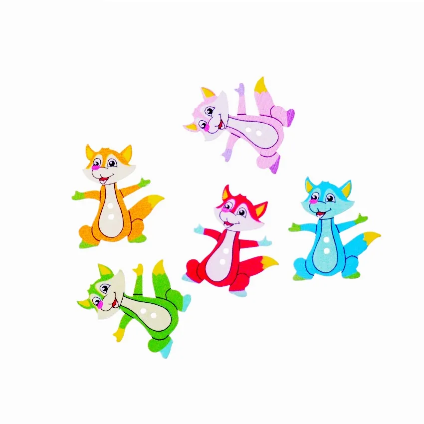 Free Shipping 10Pcs Random Mixed Lovely Fox Style 2 Holes Wood Sewing Buttons Scrapbooking 32x29mm F1750 | Дом и сад