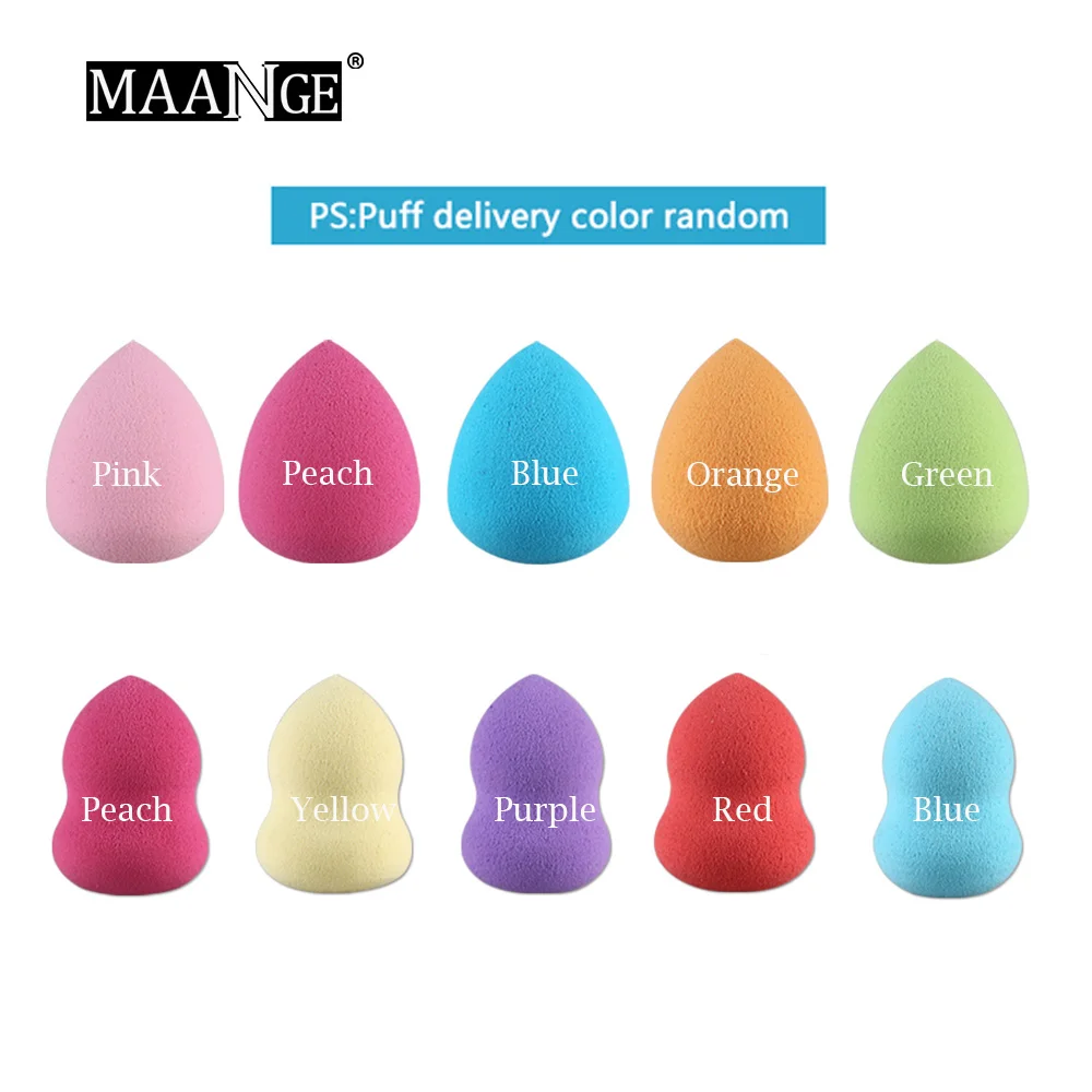 MAANGE 10Pcs/set Cosmetic Makeup Puff Foundation Sponge Powder Smooth Make Up Facial Beauty Tools Random Color |