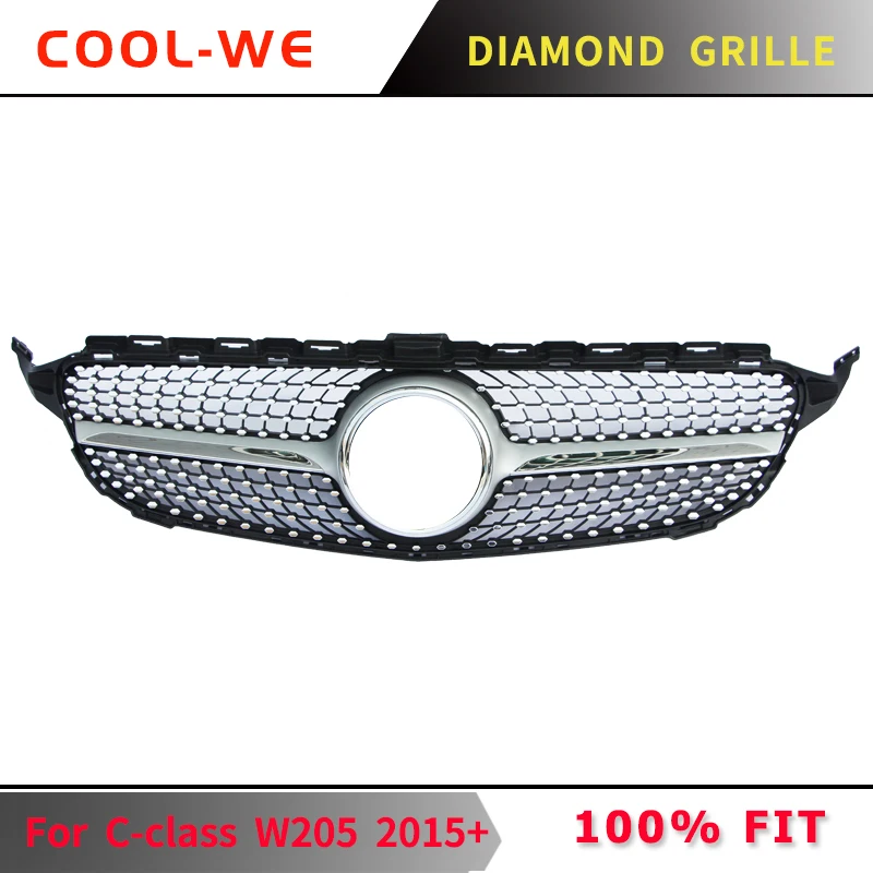 Suitable for Mercedes Benz Diamond Racing Grill w205 C Class C180 C200 C250 C300 2015+ | Автомобили и мотоциклы