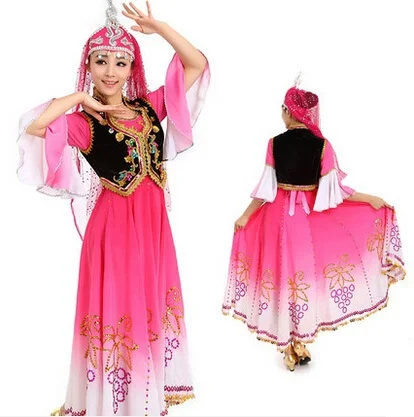 

2017 Sale Top Fashion Women Cotton Polyester Disfraces Minority Dance Costumes Chinese Folk Wear Ethnic Uighur