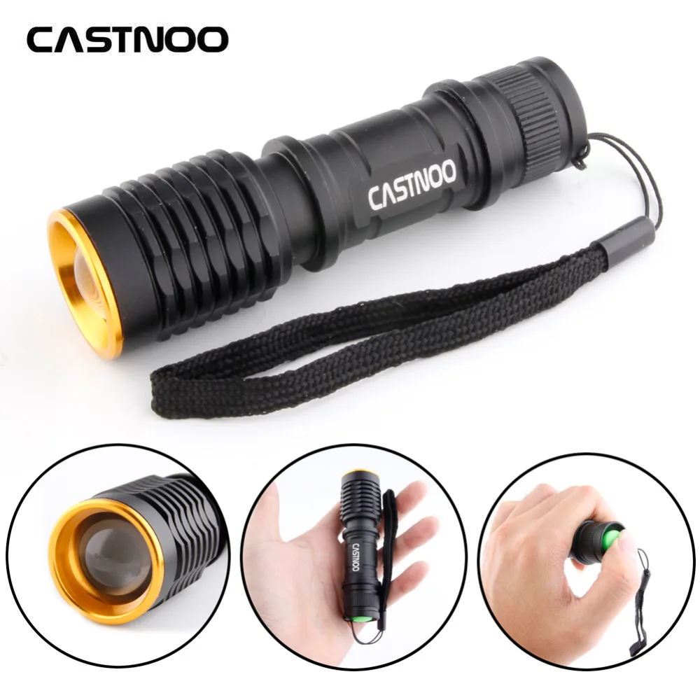 CASTNOO мини масштабируемый светодиодный фонарик 2000LM Q5 Zoom алюминиевый