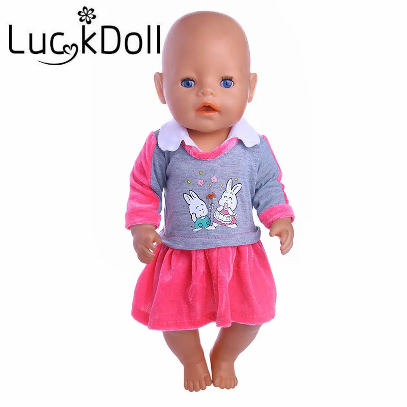 Платье LUCKDOLL с милым Кроликом Размер 18 дюймов американская кукла 43 см аксессуары