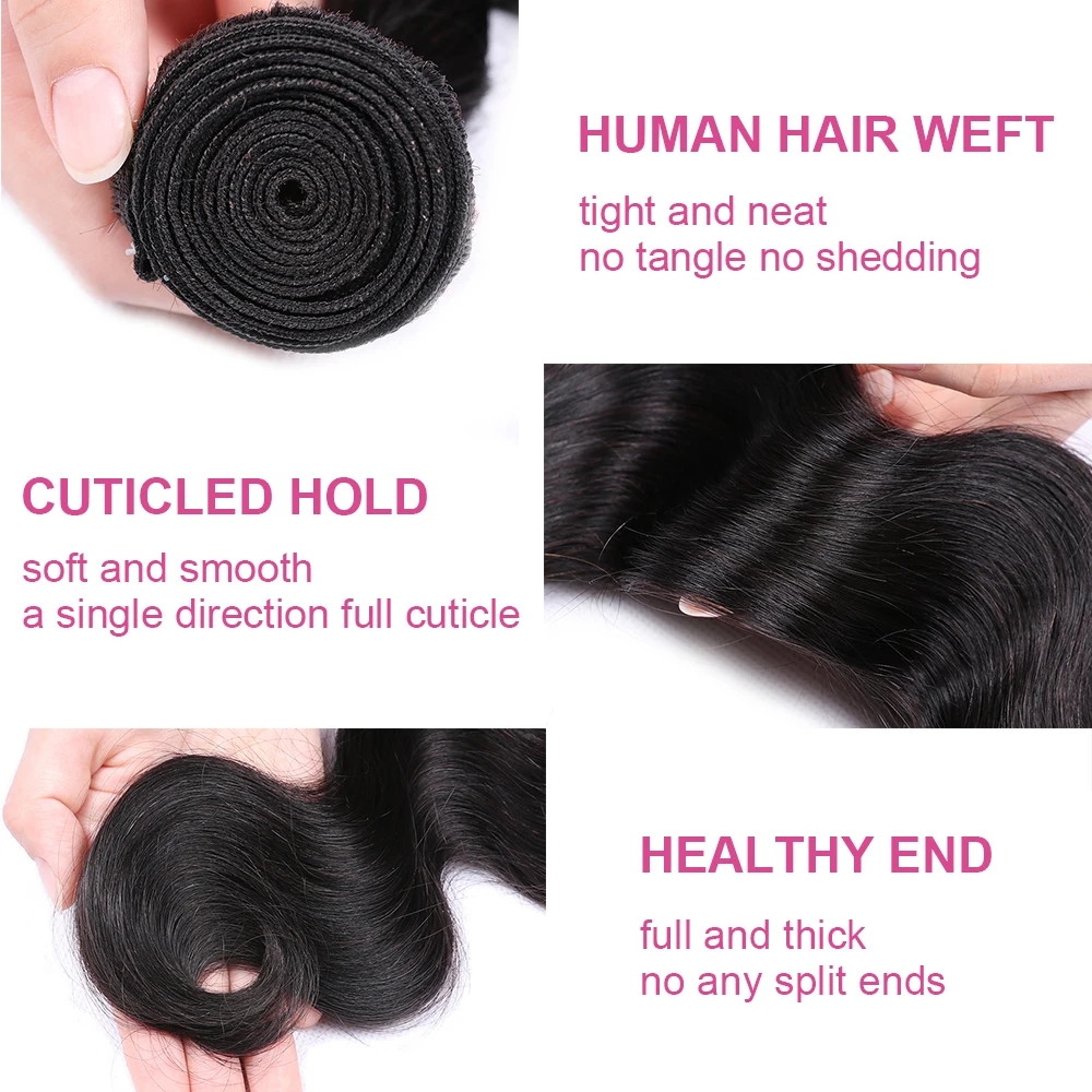 UEENLY Brazilian Hair Weave Bundles &quot8-40&quot inches 100% Human Body Wave Remy Extensions Natural Color | Шиньоны и парики