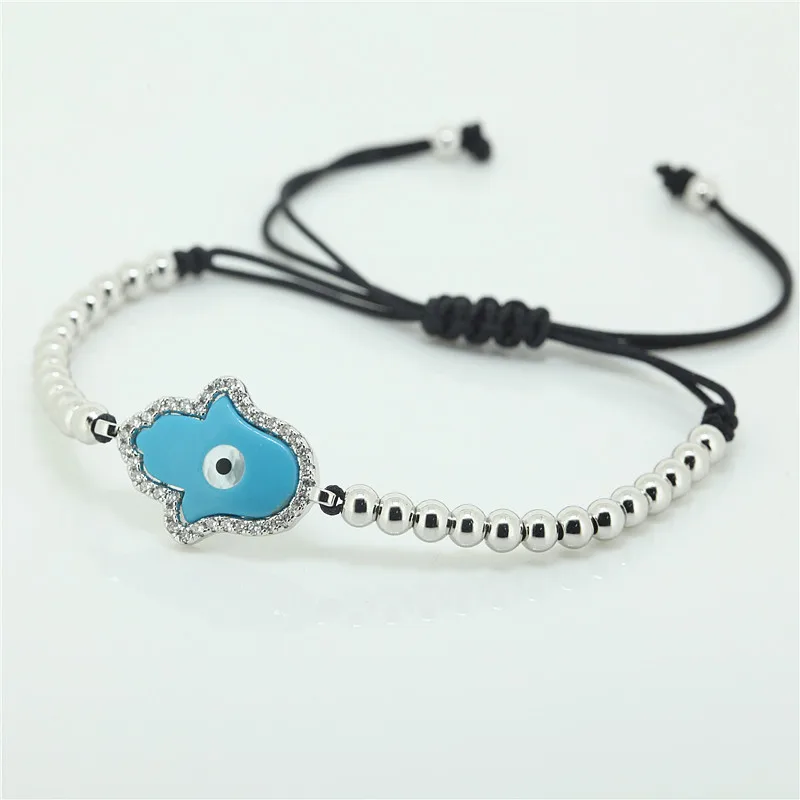 1 шт 2017 бренд Круглый Серебряный цвет бисера мужской макраме браслет Шарм микро