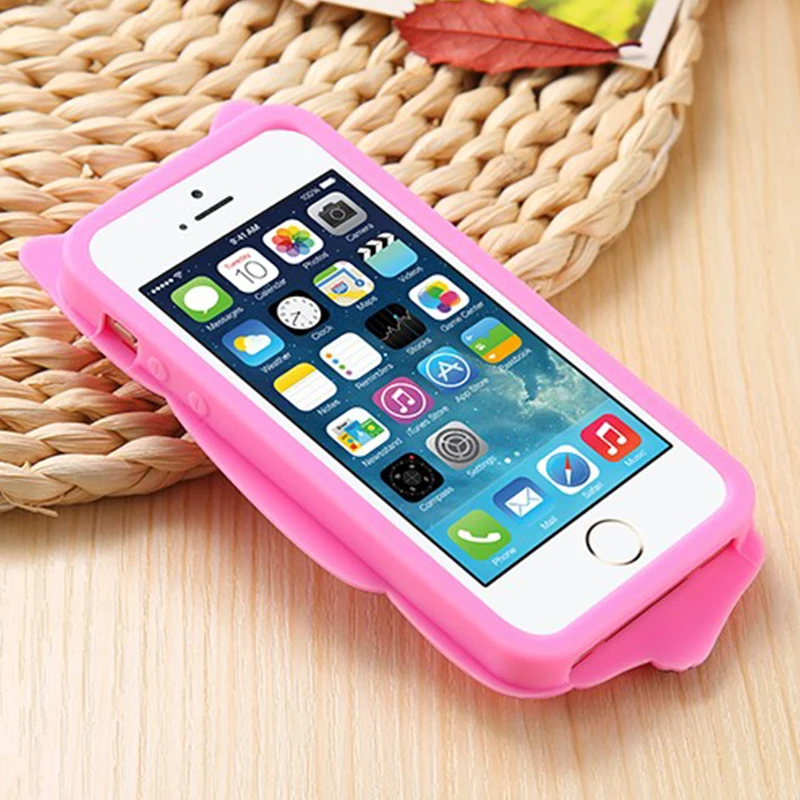 NEW Fashion 3D Cartoon lovely Soft Rubber Silicon Cat Cover boy girl phone case cover for iPhone 5 5S Shell Para Housing |