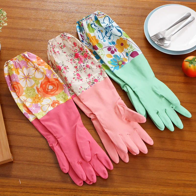 Водонепроницаемые перчатки для мытья посуды ORZ бытовые зимние теплые резиновые с