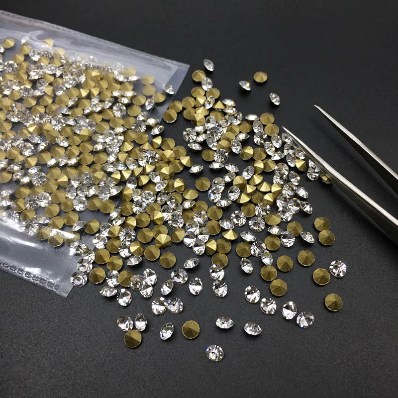 SS17 4.0mm 1440Pcs SS0-SS45 Стразы со стразами, прозрачный белый стеклянный кристалл для 3D украшения ногтей, аксессуары для свадьбы - Цвет: SS17 4.0mm 1440Pcs
