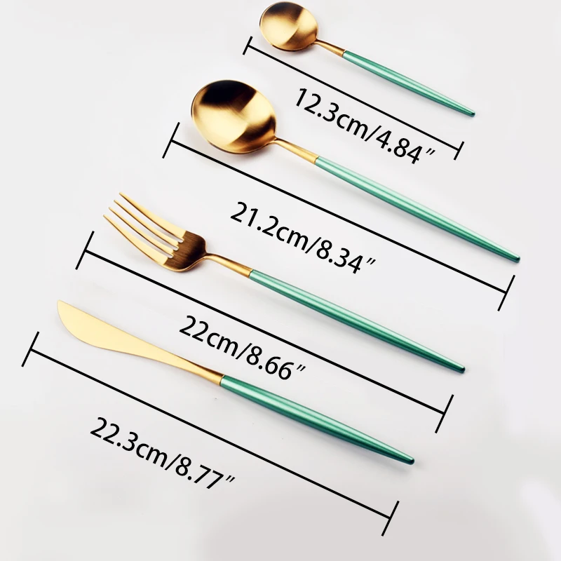 Набор столовых приборов из нержавеющей стали зеленая Золотая столовая посуда