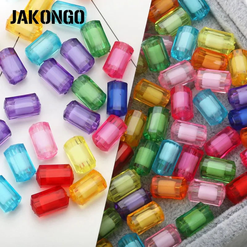 JAKONGO разноцветные Смешанные акриловые цилиндрические россыпью бусины для
