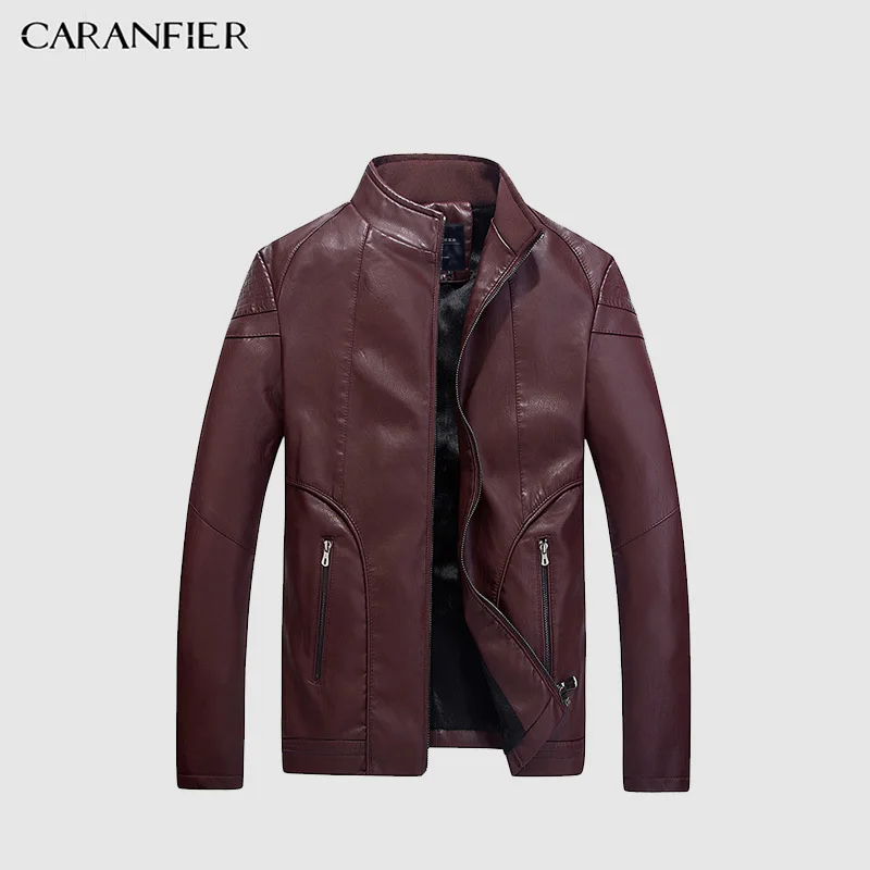 CARANFIER 2017 модная зимняя кожаная куртка Мужская высококачественная повседневная