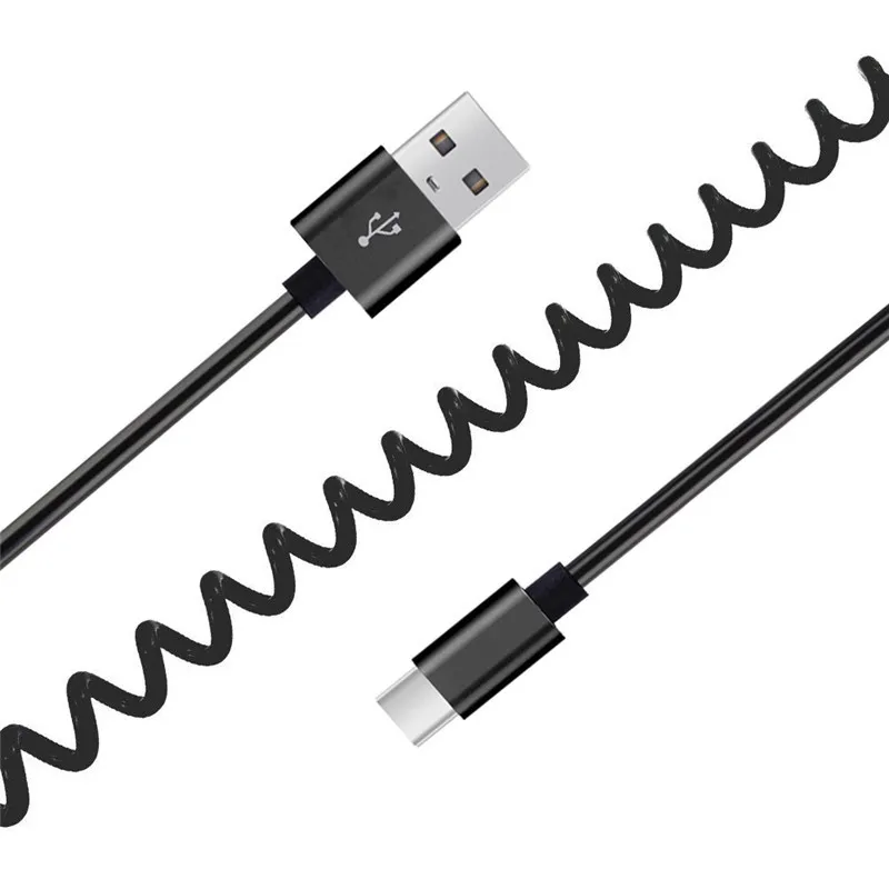 Пружинный usb кабель типа C для Samsung Galaxy A80 A70 A60 A50 A40S A30 A20 металлический быстрой