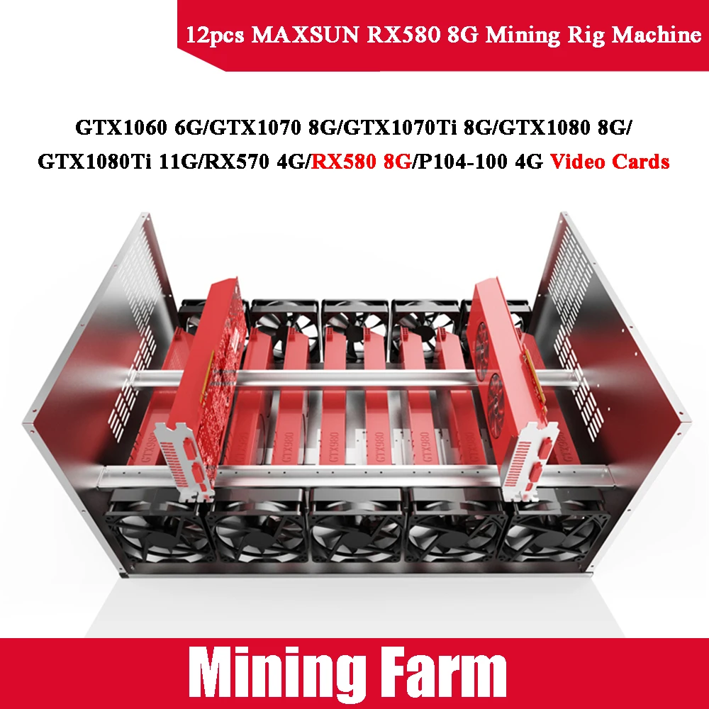 Добыча буровой станок 12 шт. MAXSUN RX580 8 г Графика карты 256bit GDDR5 AMD 7000 мГц 1340 PCI Express 3X16