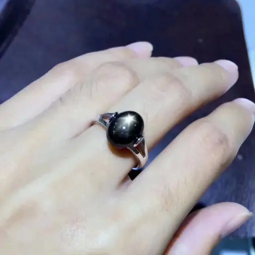 Женское кольцо из серебра 925 пробы с сапфиром и звездой вечерние х10 мм | Украшения