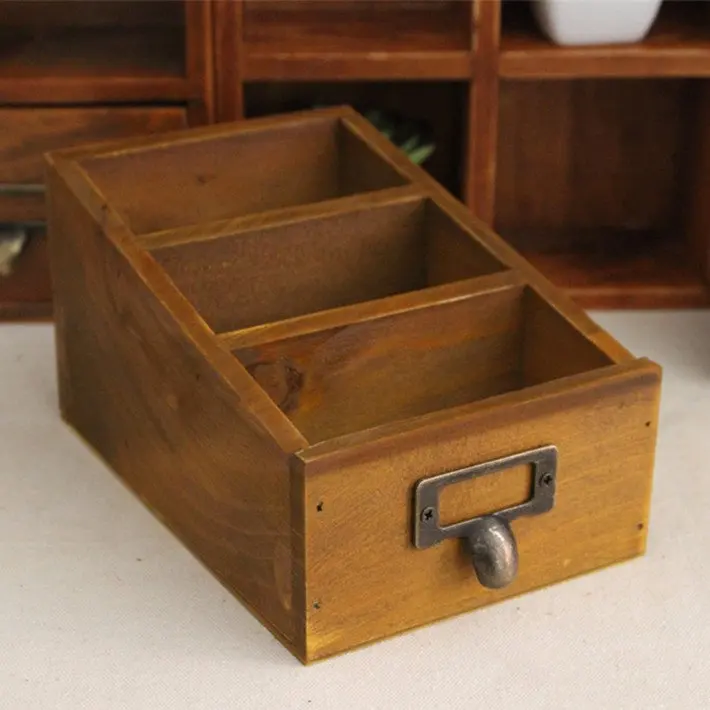 Винтажная деревянная коробка органайзер для макияжа ящики хранения косметики