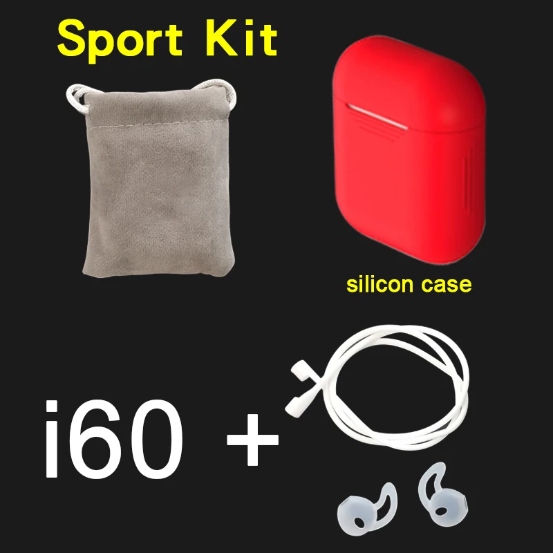 i60 sport kit red Беспроводная bluetooth-гарнитура i60 tws с супер басами tws i60x pk i20 i30 i80 i100 для iPhone Android i60 tws - Цвет: i60 sport kit red