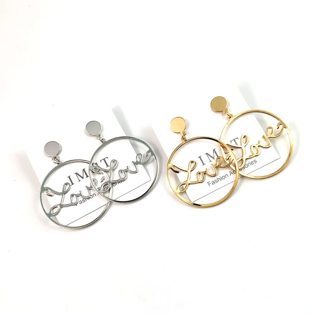 Женские стильные серьги в стиле бохо Золотые с надписью LOVE Boucle D'oreille Femme новинка