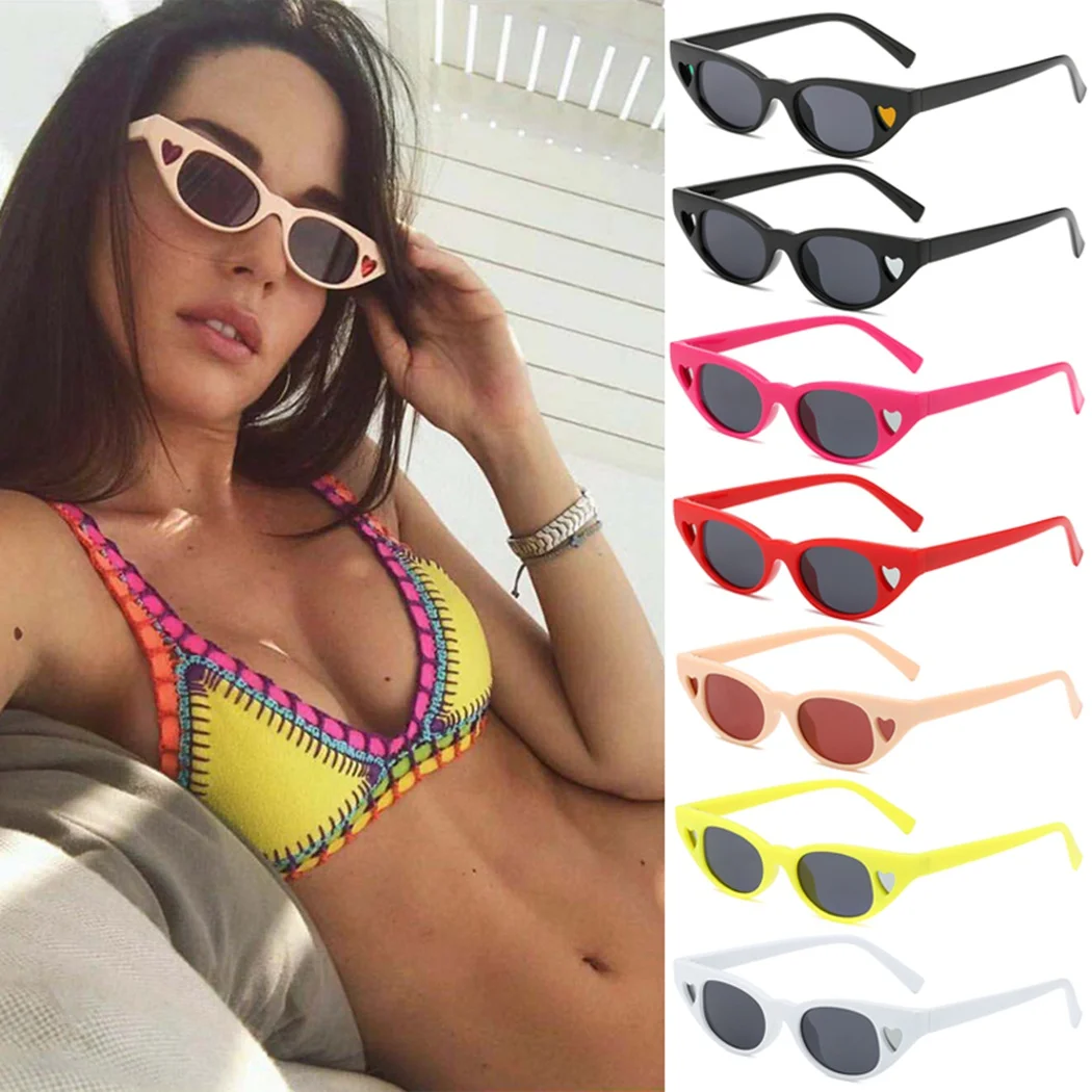 Новый маленький солнцезащитные очки кошачий глаз Для женщин мода любовь сердце