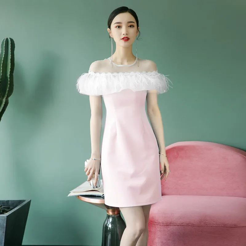 Beauty Emily Boat Neck Evening Dresses Lace Elegant Tassel Sleeveless Short Open Back Formal Gowns For Wedding Party | Свадьбы и