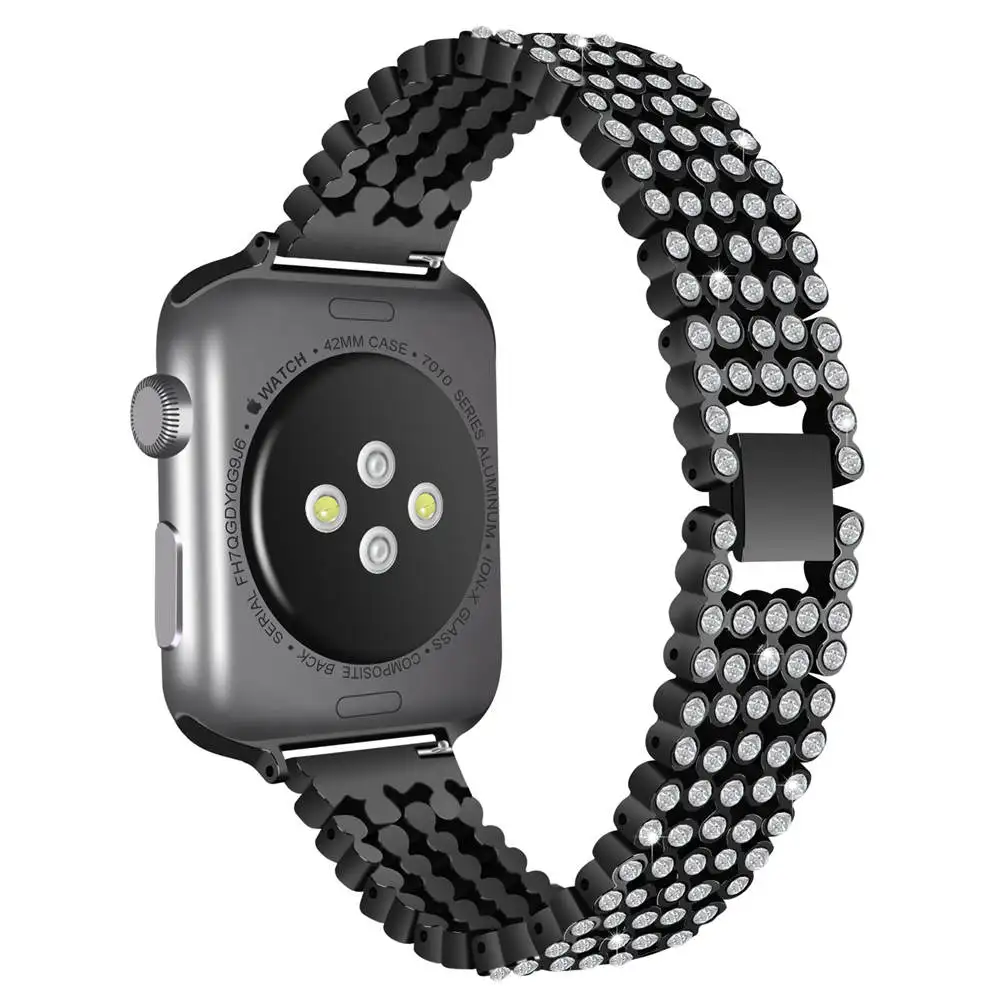 Браслет с кристаллами для Apple Watch band 38 42 мм 40 44 сменный из нержавеющей стали iWatch series