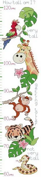 

Top Quality Beautiful Lovely Counted Cross Stitch Kit Height Chart Measure Snake Monkey Tiger Giraffe Parrot Animals