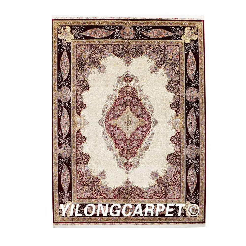 Red Wine YILONG 10'x14' большой шелковый ковер ручной работы для гостиной Восточный ковер - Color: Red Wine