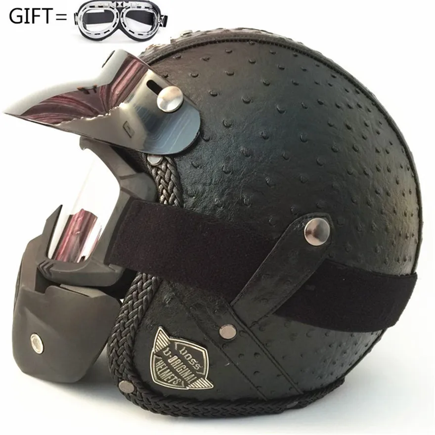 Мотоциклетный шлем в стиле ретро винтажный из синтетической кожи Casco Moto Cruiser