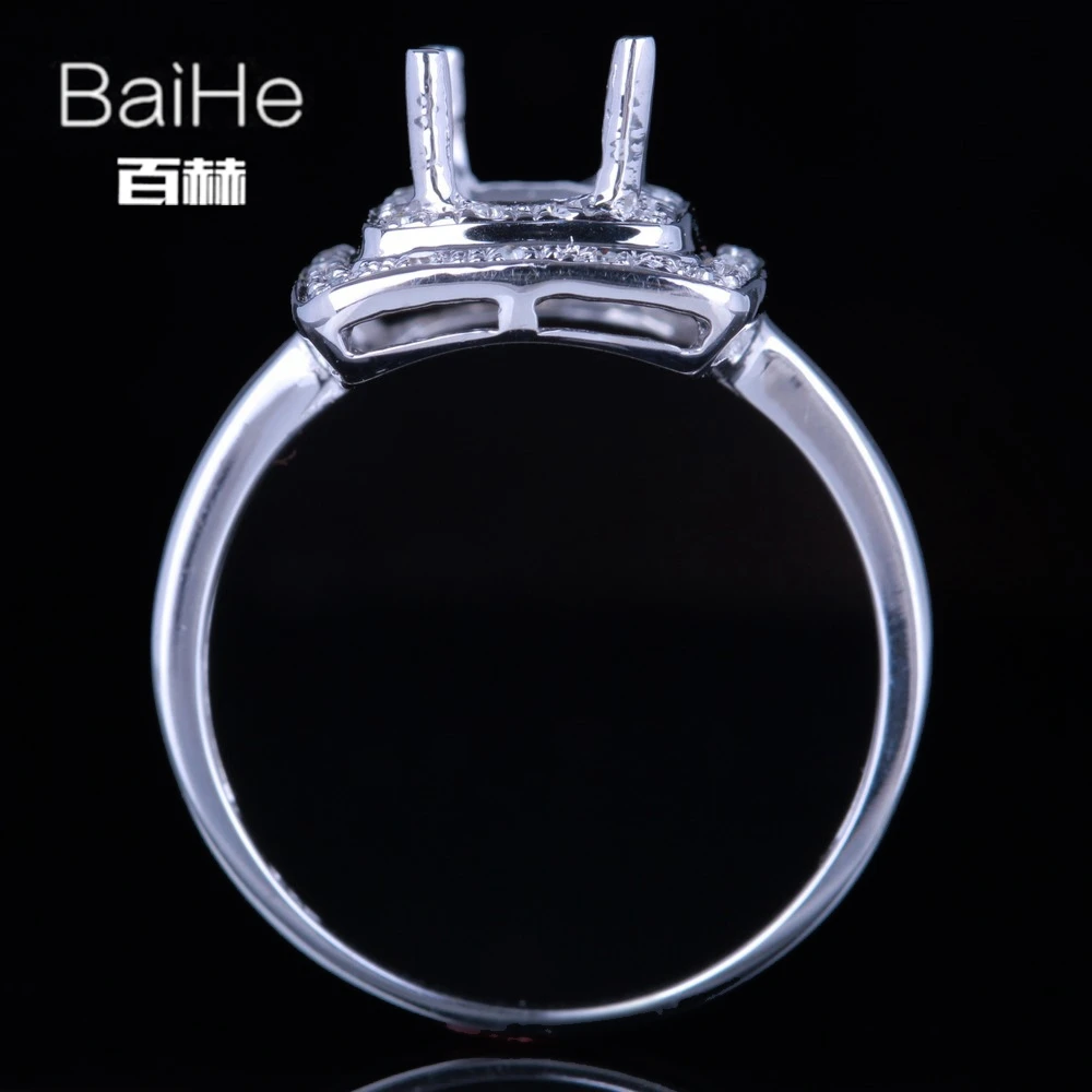 BAIHE Solid 14K белое золото (AU585) сертифицированное обручальное кольцо с подушками для