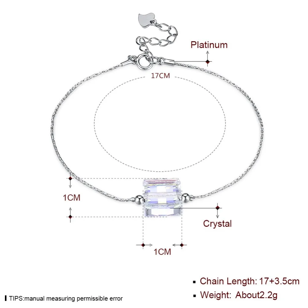 LEKANI браслет с кристаллами Swarovski простой квадратный 925 пробы женский подарок для
