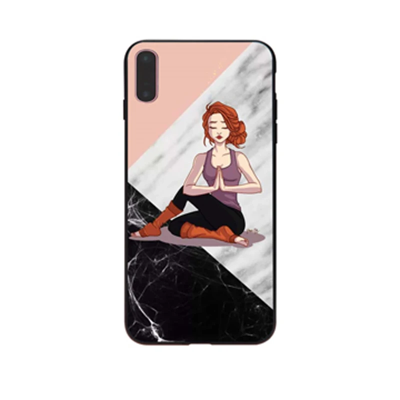 Милый мраморный чехол для телефона с рисунком девушки йоги Apple iPhone 7 8 6 6S Plus X XS MAX 5 5S