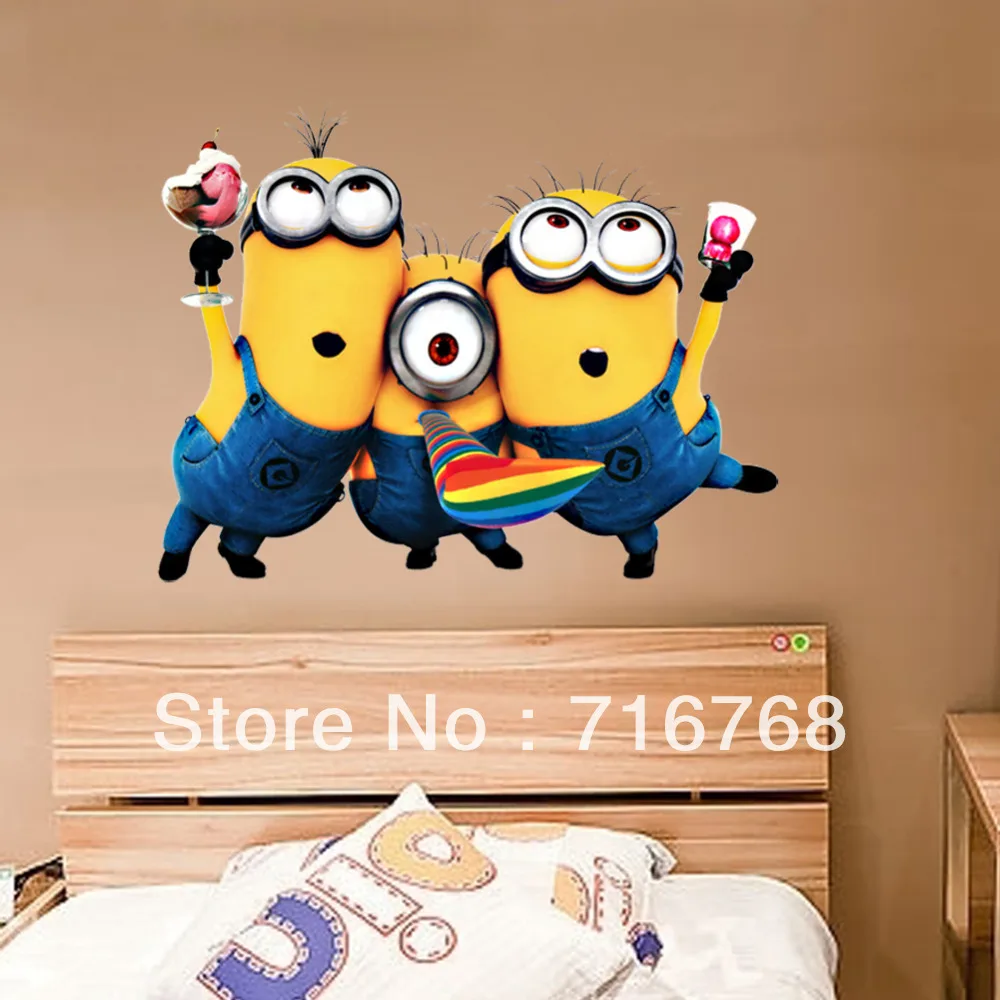 Standard Despicable Me 2 Minion Movie Decal Removable Wall Sticker Kids [Top Me] TM1406|sticker books collecting stickers|stickers rosesticker shop |
