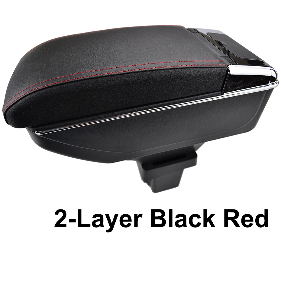 2-Layer Black Red Xukey центральный подлокотник для Chevrolet Trax трекер 2013- консольный Центр черный ящик для хранения автомобиля Стайлинг коробка пепельница - Название цвета: 2-Layer Black Red