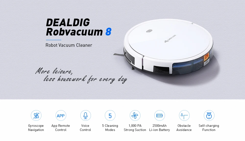 DEALDIG robвакуум 8 робот пылесос с Wi-Fi подключение работает для Alexa
