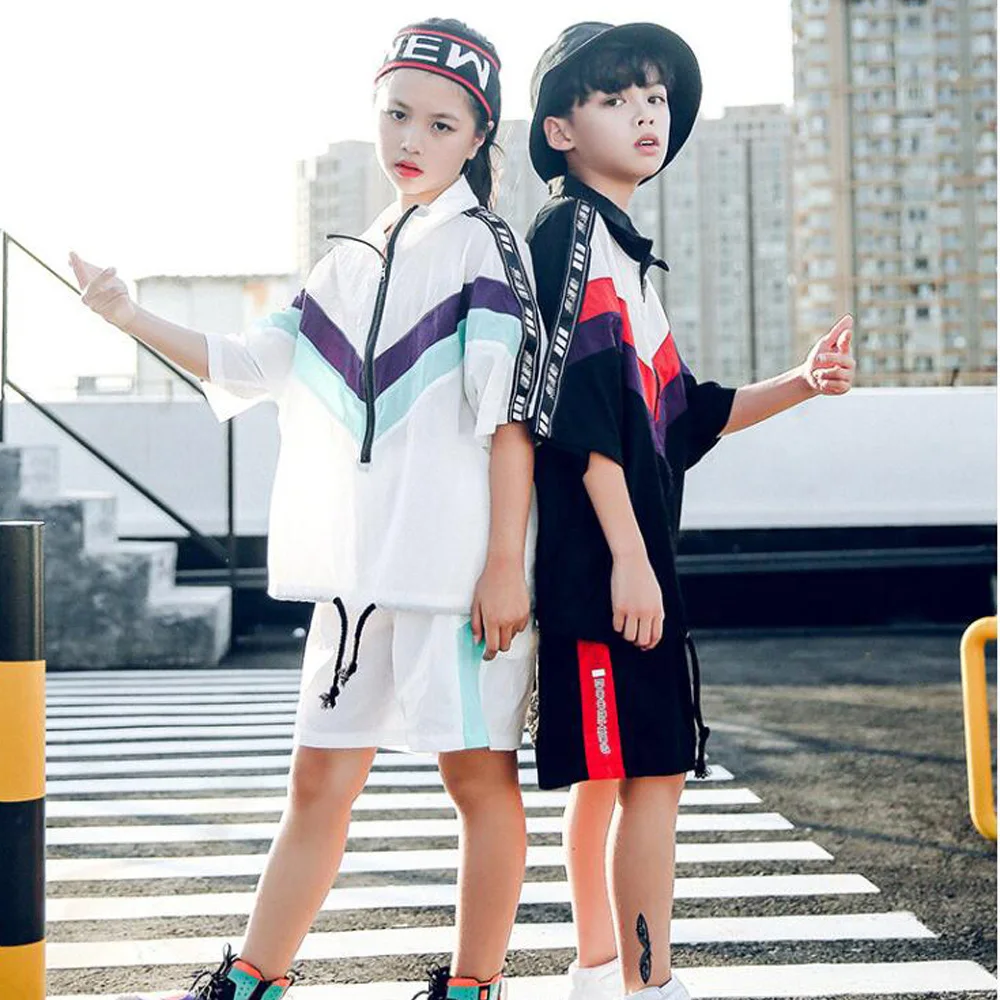 Детская Одежда для танцев в стиле хип хоп свитер мальчиков и девочек штаны бега