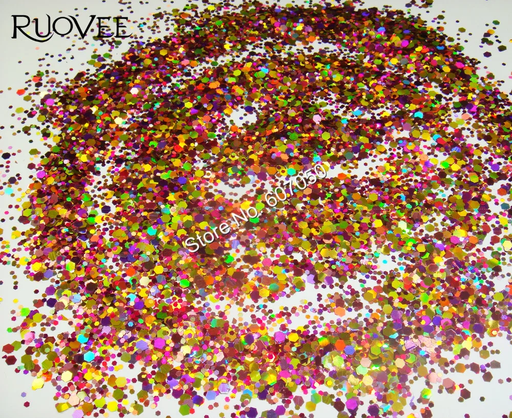 

053# Holographic Laser Colors Glitter Mixed Hexagon Paillette Spangle Powder Shape for for Nail Art Glitter Craft Decoration