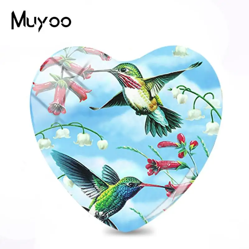 Новинка 2018 года: кабошон с изображением птиц колибри Стеклянные Кабошоны ручная