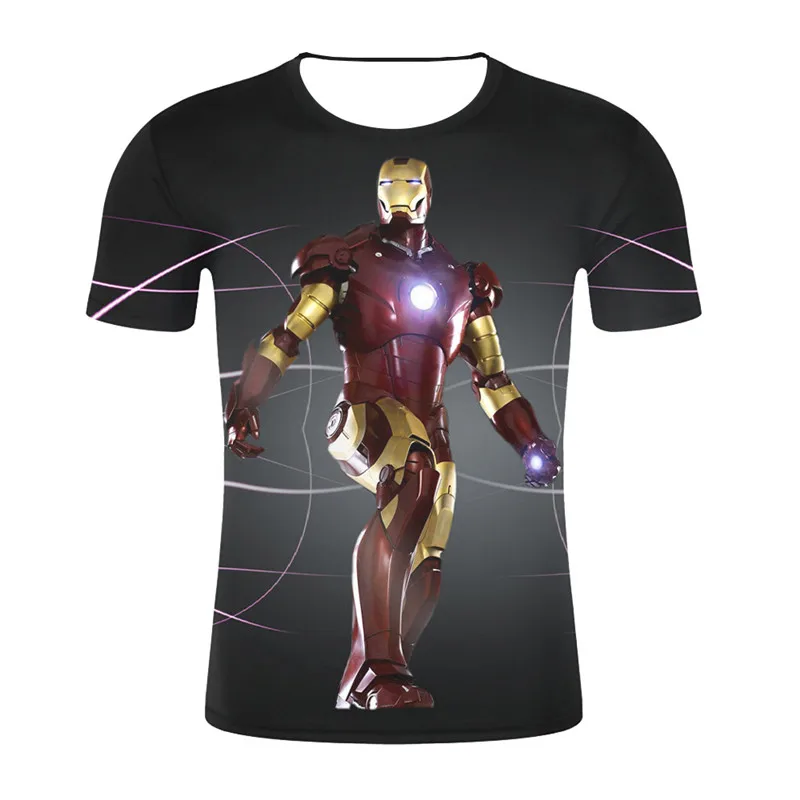 Летняя футболка с 3D принтом Ironman Мужская компрессионная коротким рукавом модная