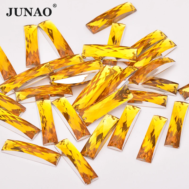 JUNAO 7*26 мм Аква синие Швейные Акриловые стразы Прямоугольник Кристалл не