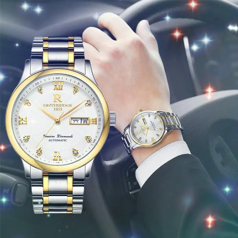 Мужские часы ONTHEEDGE роскошные модные из нержавеющей стали водонепроницаемые