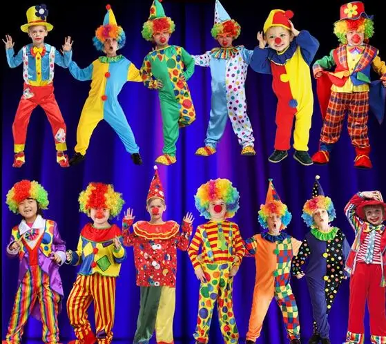 2017 забавные взрослые костюмы клоуна для детей на Хэллоуин Карнавал маскарадное