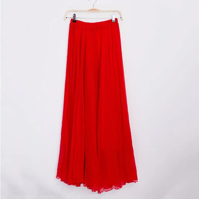 Shyvelvet Осень Длинная юбка пачка большой качели Тюль Boho макси юбки женские шифоновое Плиссированное длинное юбки женские Longa Faldas розовый