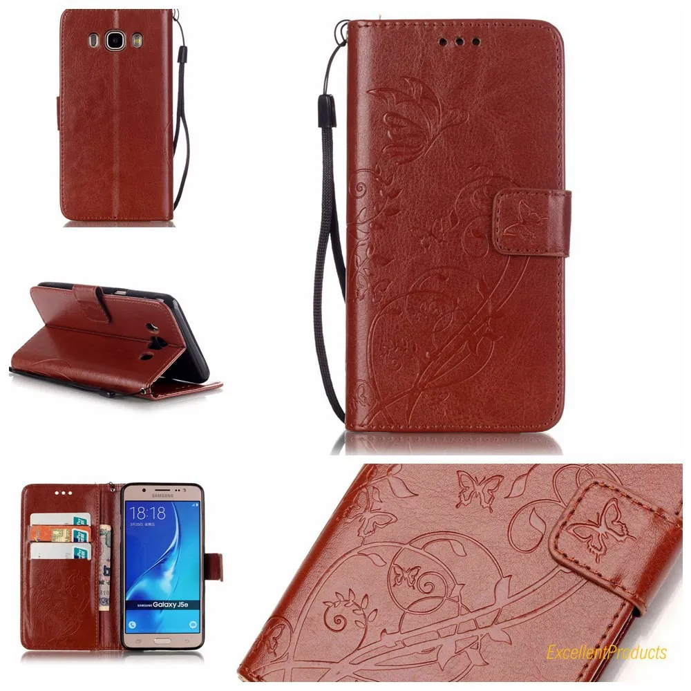Тиснением Цветы и бабочки Флип кожаный чехол для samsung J5 2016 J510 Coque Бумажник Обложка