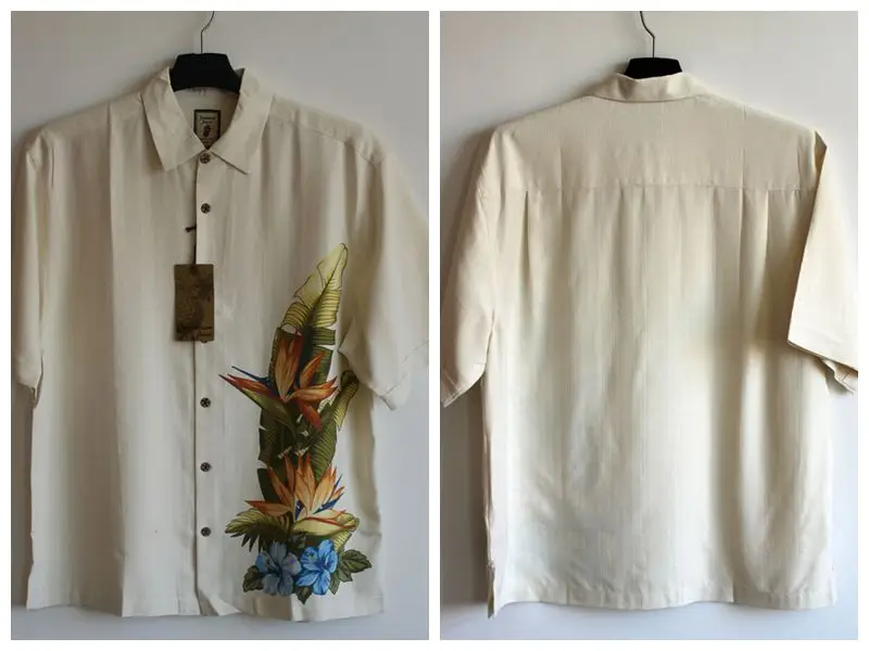 Рубашка мужская с коротким рукавом жаккард шелк 100% свободная одежда большие