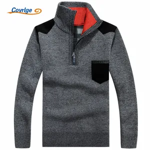 Мужской свитер на молнии Covrlge, Теплый Бархатный свитер с высоким воротником, пуловер на зиму, MZM025