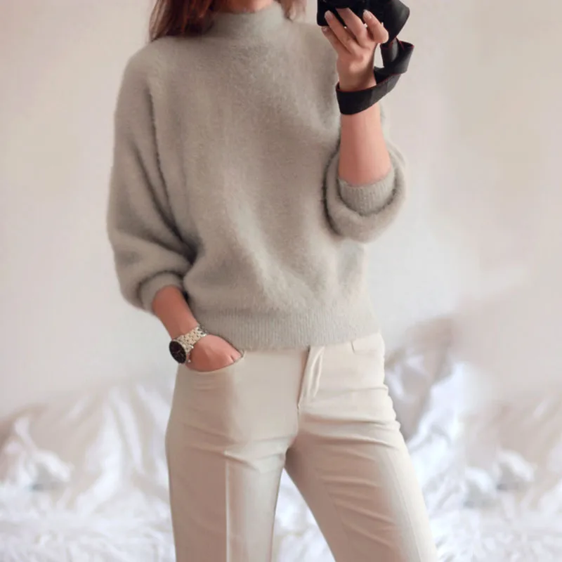 2017 новая зимняя повседневная Фонарь рукавом свободные толстый свитер женский