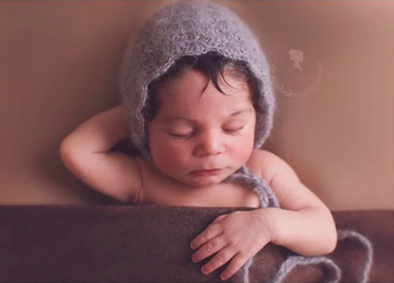 Новорожденный реквизит для фотосъемки infantile шляпа полная луна ребенок ручной вязки милый мохер bebe шляпа Студия фото