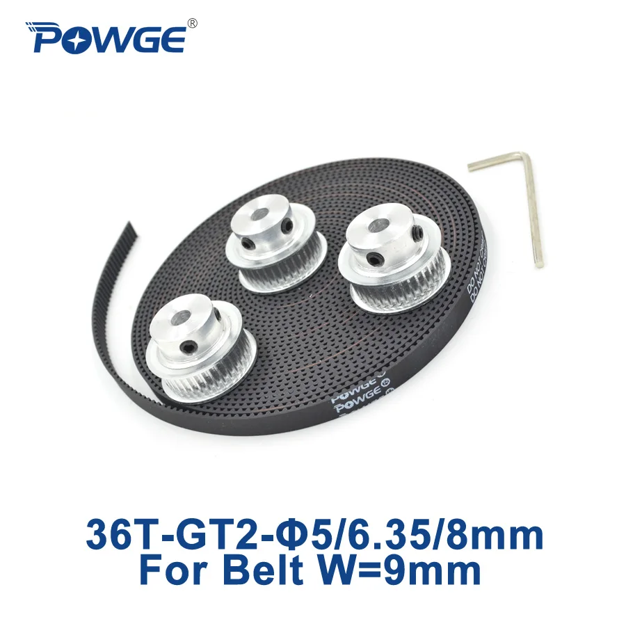 POWGE 3 шт. 36 зубьев GT2 синхронный шкив отверстия 5 мм 6 35 8 + метров ширина 9 открытый