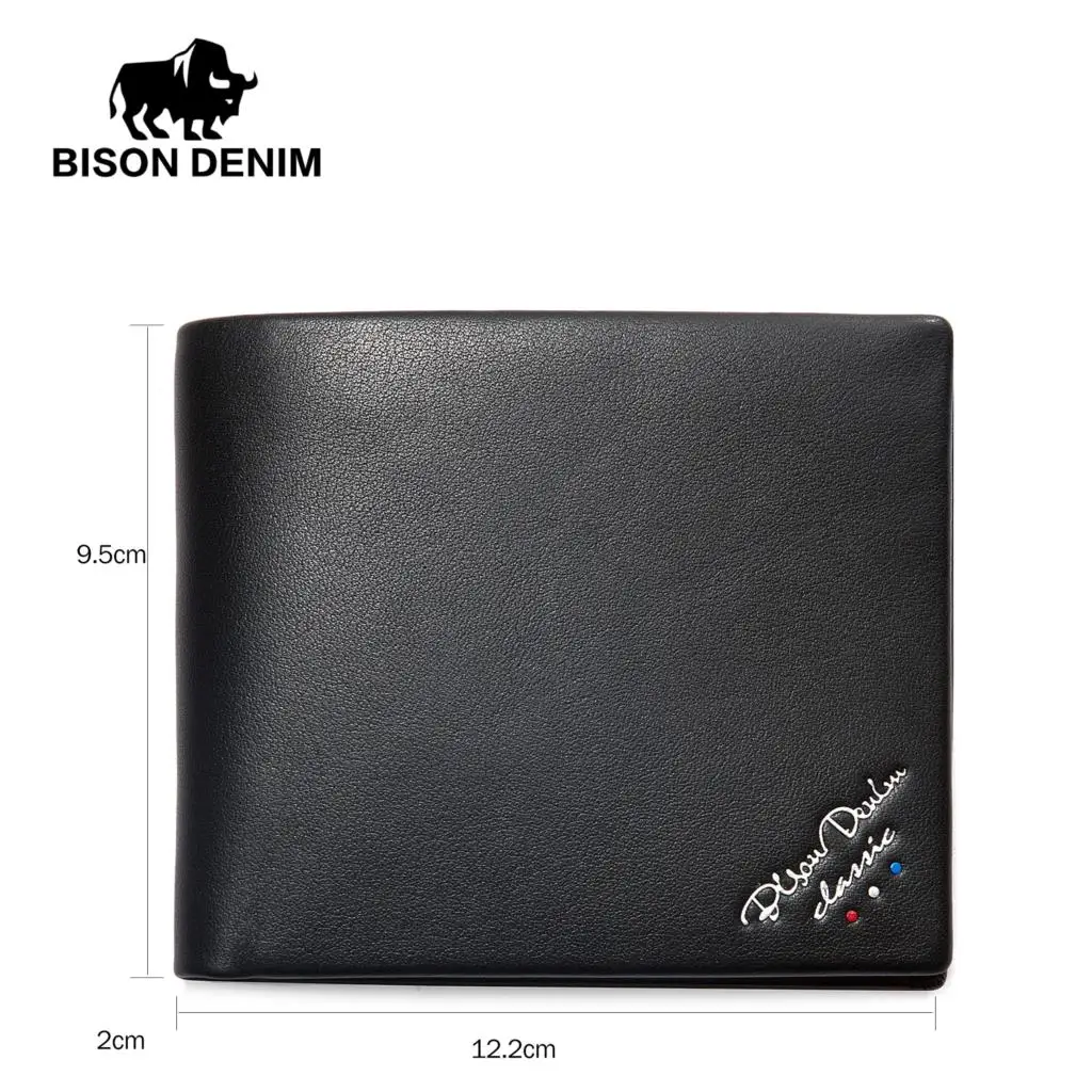 BISON DENIM новинка мужской кошелек из коровьей кожи для визиток денег кошельки