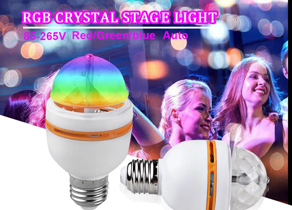 E27 3 Вт AC90-260V красочный Авто вращающийся RGB светодиодный светильник сценический диско DJ вечерние лампы Праздничные лампы для бара KTV светильник ing
