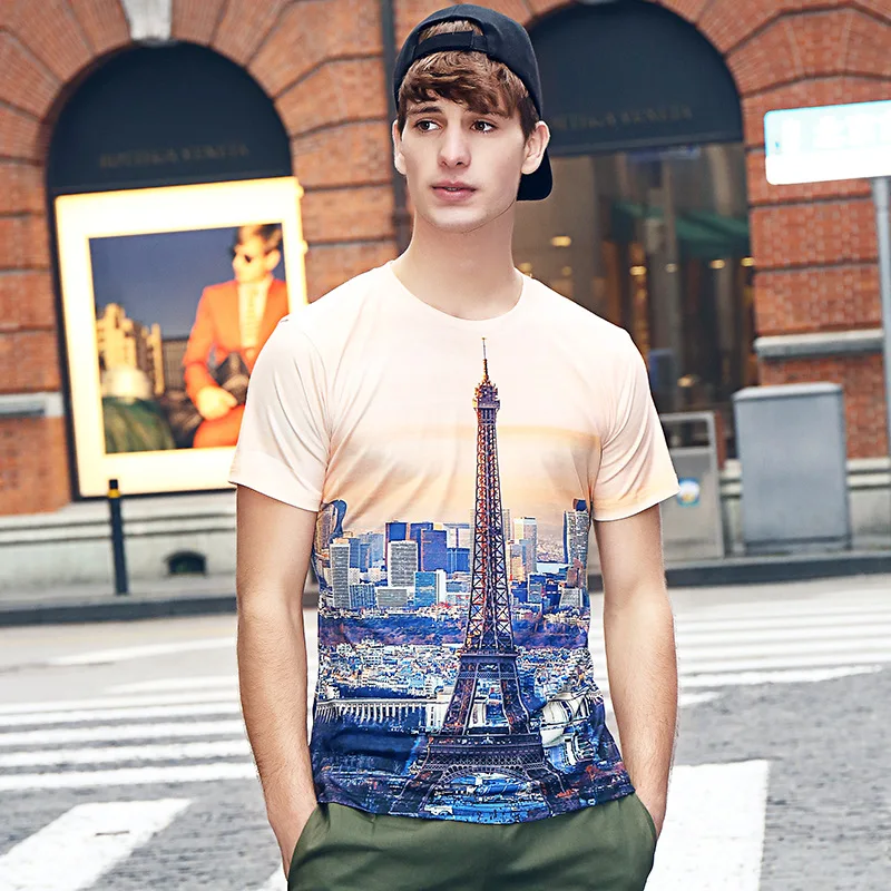 Мужская футболка с коротким рукавом круглым вырезом и 3D-принтом | одежда