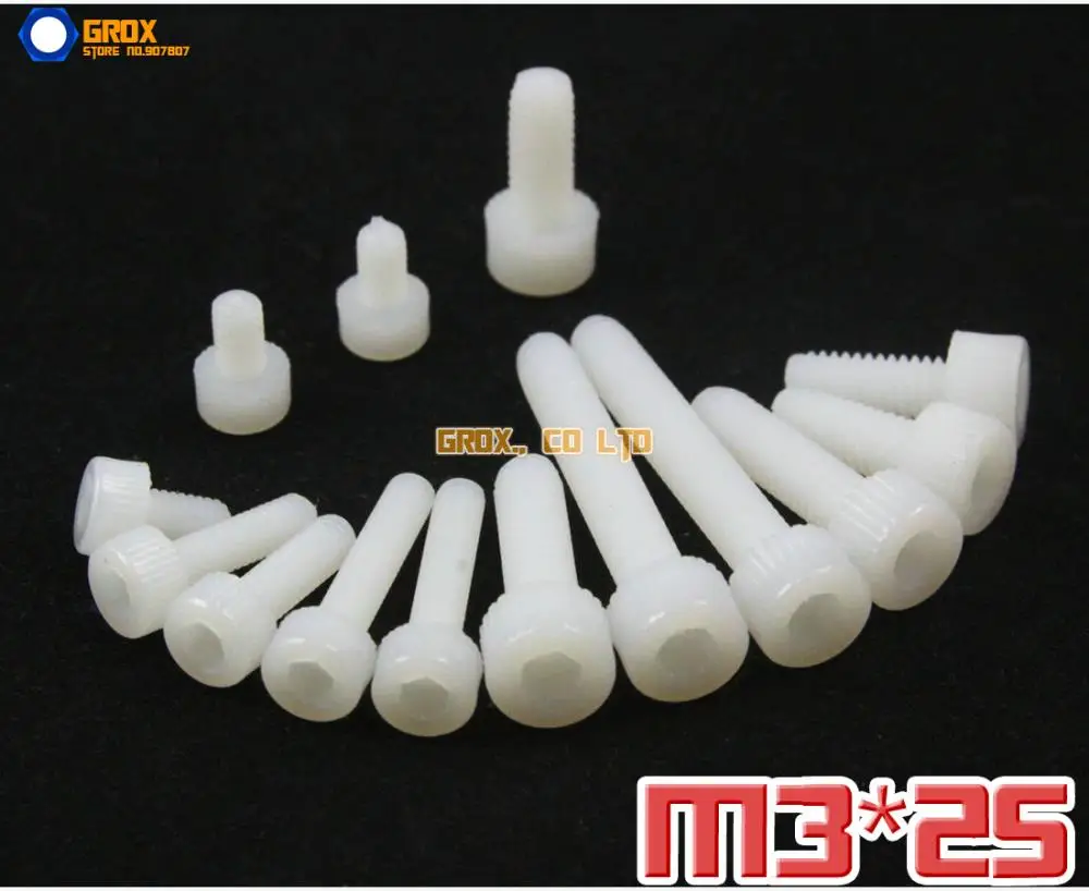 

150 Pieces M3 x 25mm Nylon Allen Bolt Socket Cap Screws Hex Head Insulation Bolt